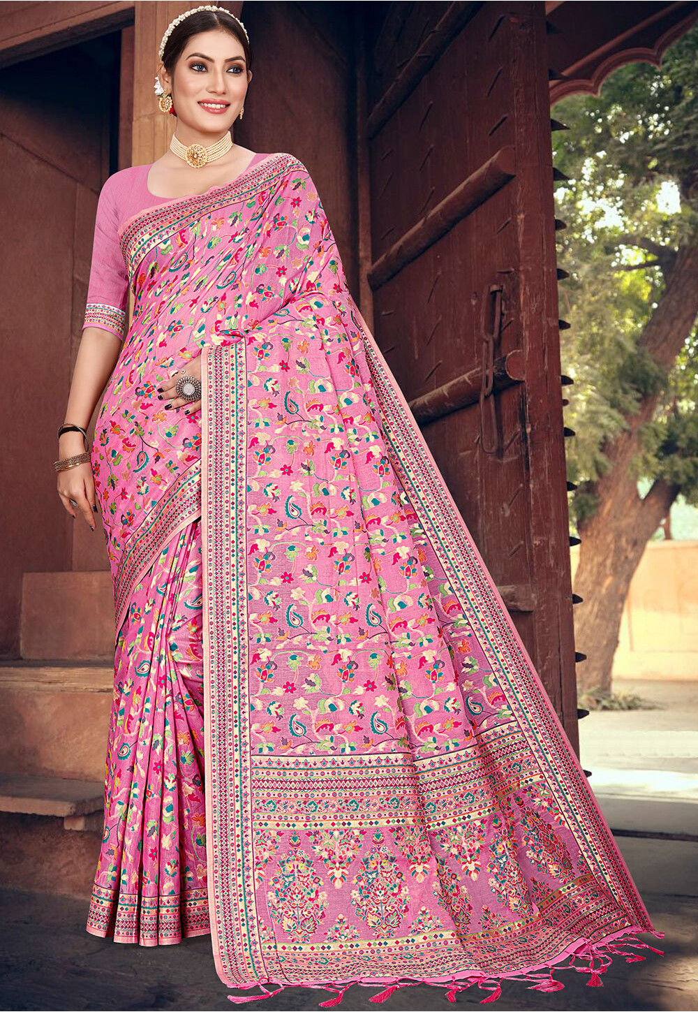 Buy Pink Chanderi Silk Plain Nandini Saree For Women by Priyanka Raajiv  Online at Aza Fashions.