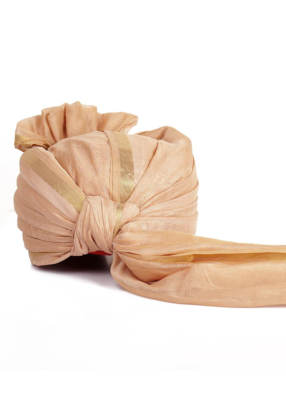 Woven Chanderi Silk Turban in Light Beige : MTE188