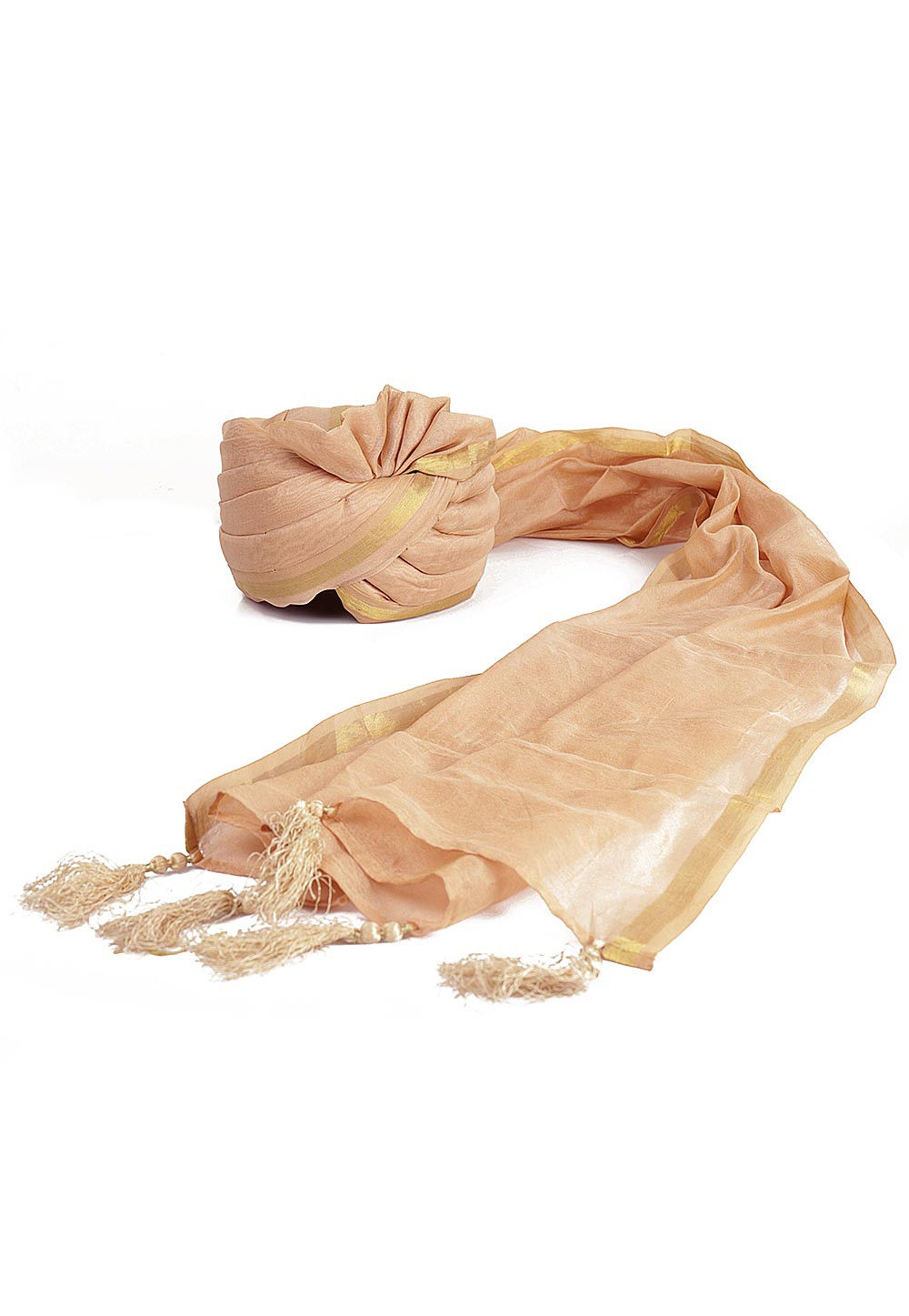 Woven Chanderi Silk Turban in Light Beige : MTE188
