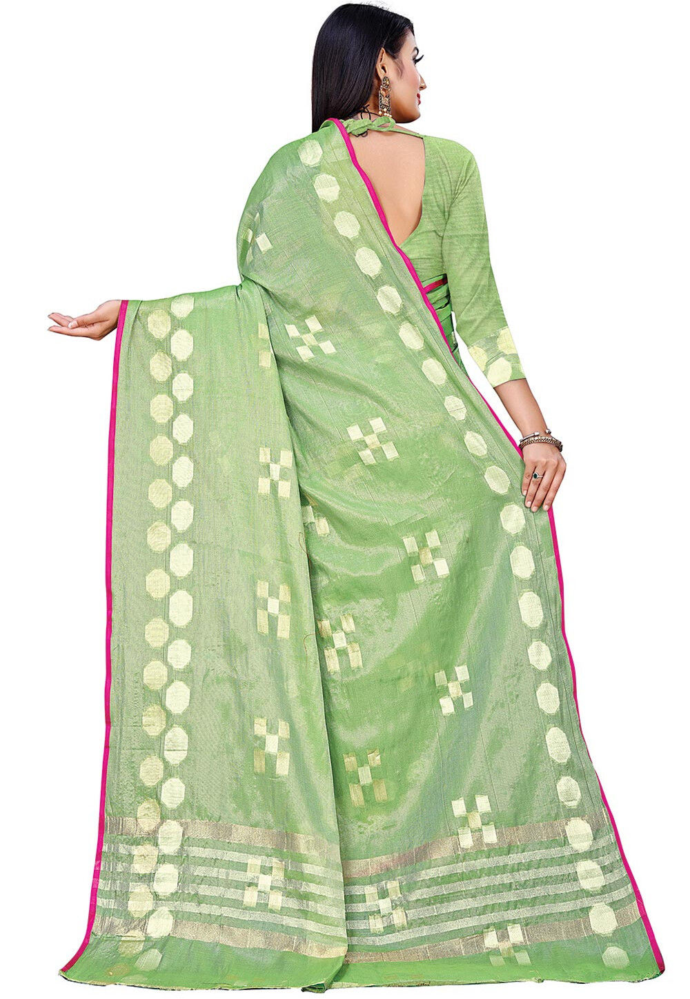 Cotton Cotton Linen Jacquard Saree