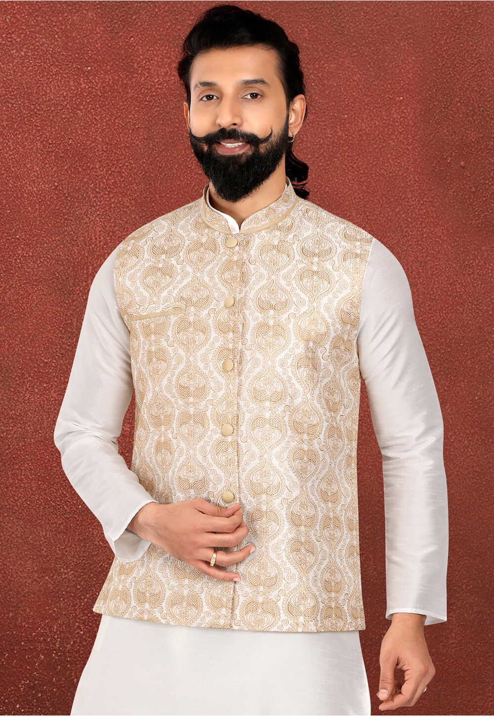 Off white nehru jacket cheap