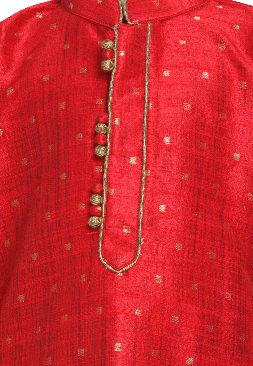 Woven Cotton Silk Jacquard Kurta Set in Red : UTJ539