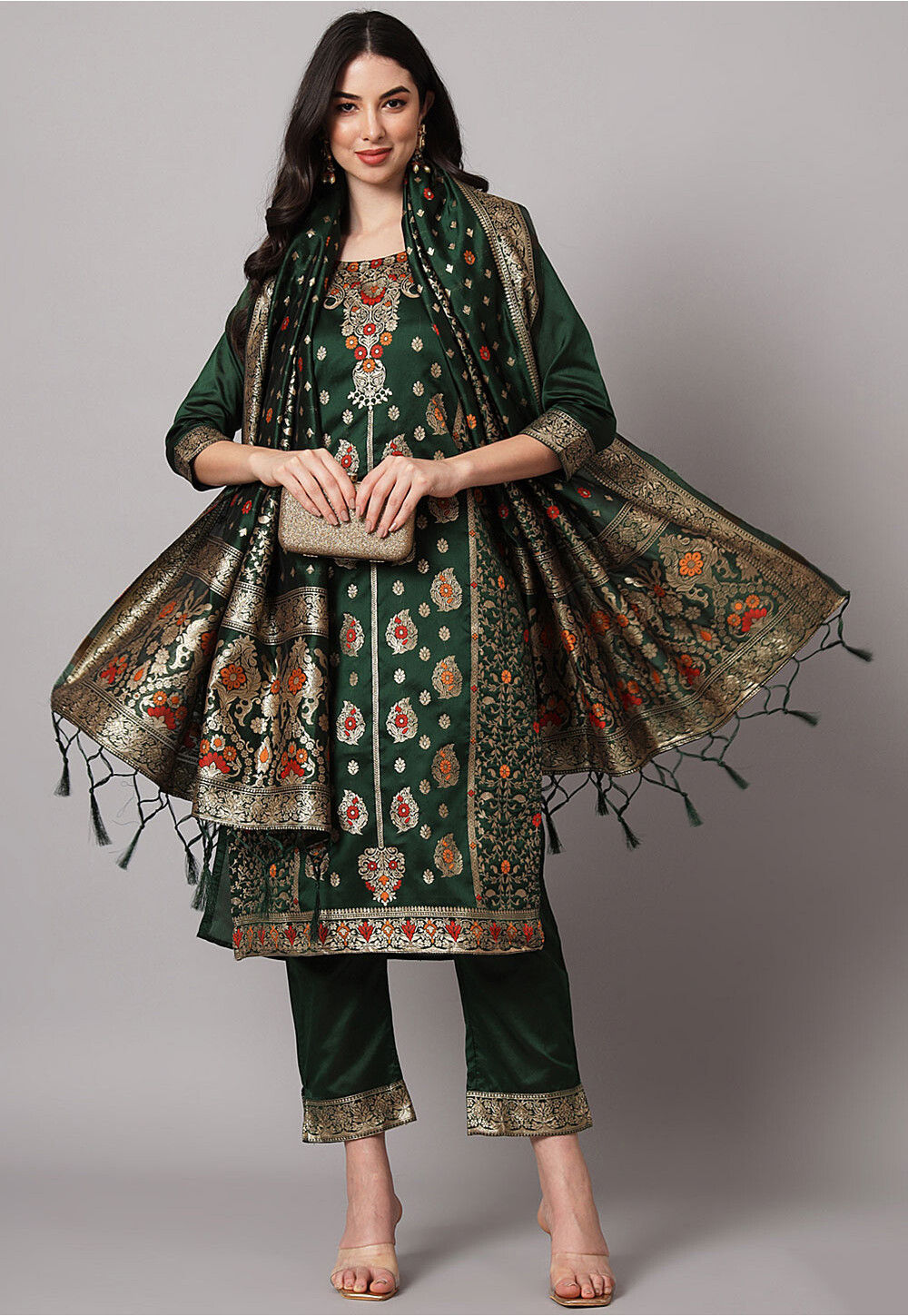 Rama Green Premium Silk Pant Pakistani Suit main image 1