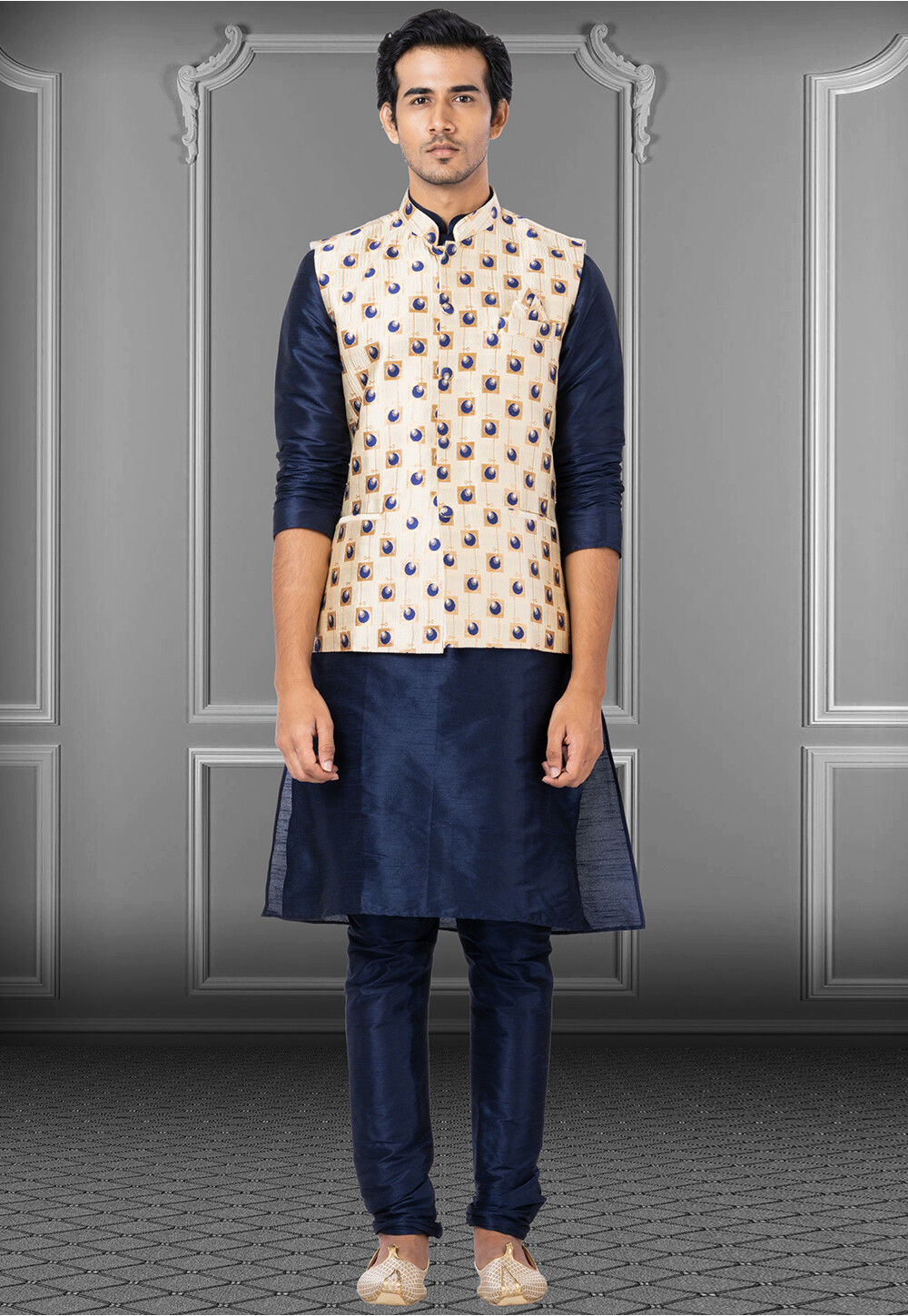 Taimur Kurta Jacket Set with Pyjama (Set of 3) – Mad Clothing India