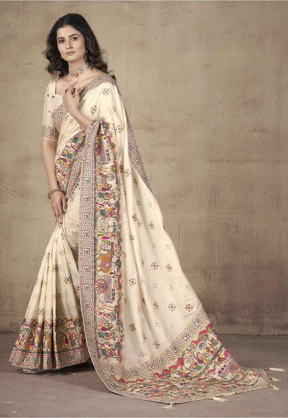 Tissue Pashmina Silk Saree main image 1