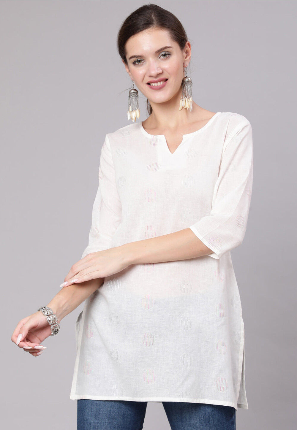Buy White Cotton Kurti After Six Wear Online at Best Price | Cbazaar