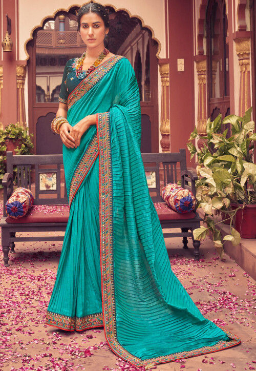 Turquoise Silk Saree – StylebyPanaaash