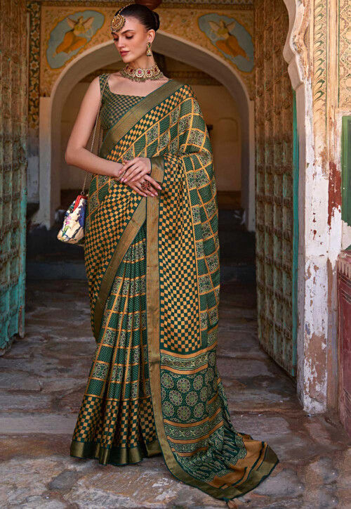 Beautiful Ajrakh Print Saree I Affordable Price