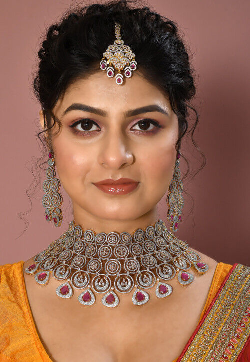 American Diamond Studded Choker Necklace Set