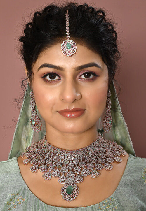 American Diamond Studded Choker Necklace Set