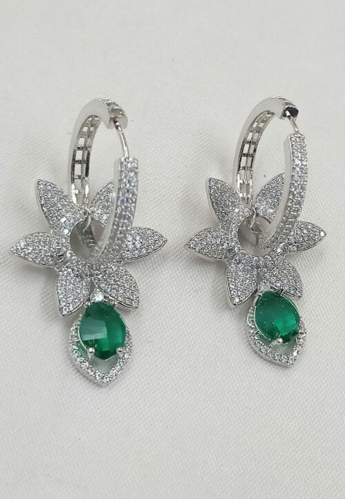 American Diamond Studded Hoop Earrings