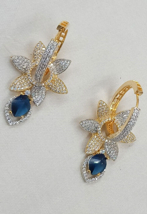American Diamond Studded Hoop Earrings