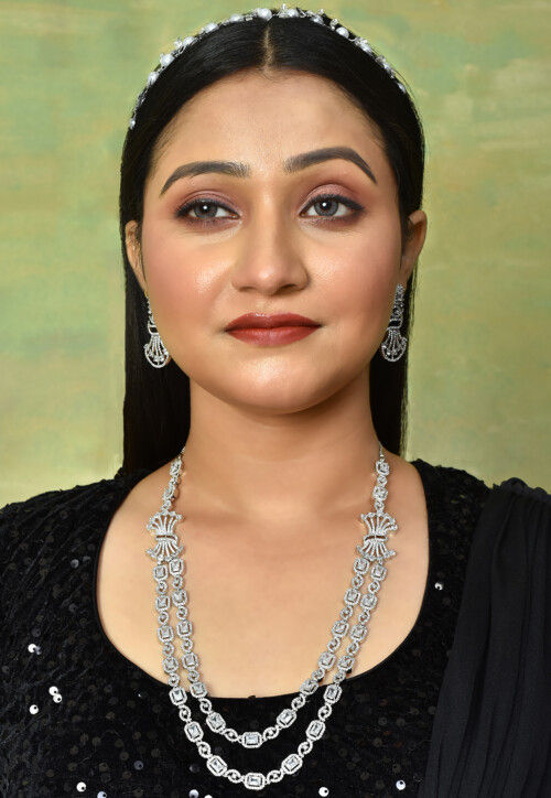 American Diamond Studded Layered Necklace Set