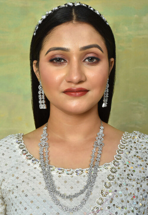 American Diamond Studded Layered Necklace Set