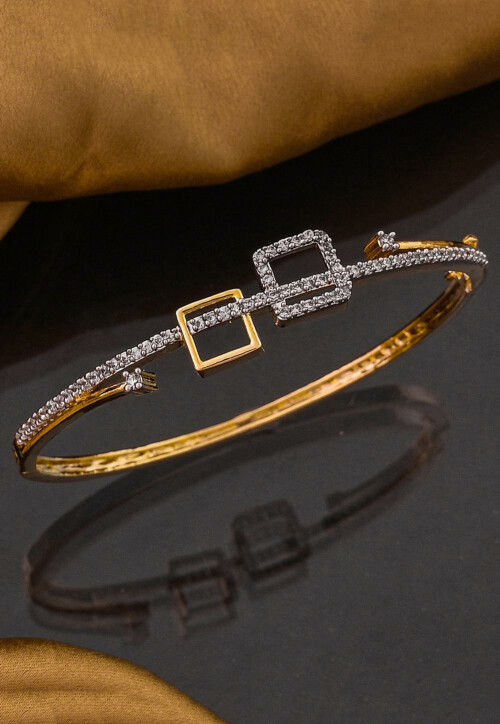 Designer Gold Polish American Diamond Sleek Bracelet