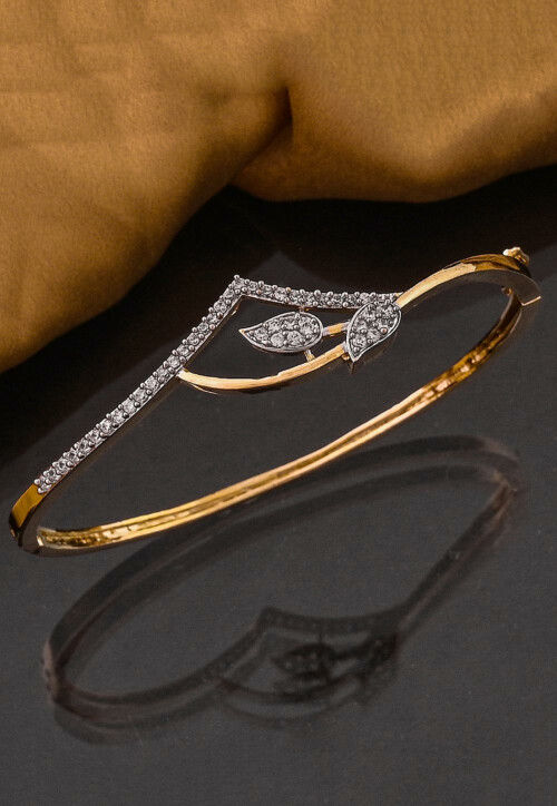 Gold Polished American Diamond Studded Bracelet