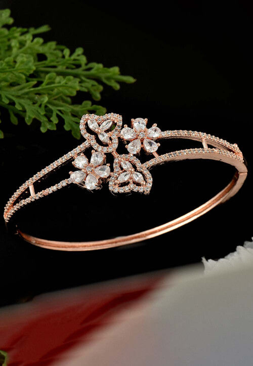 White Rhodium Finish American Diamond Tennis Bracelet Design by CHAOTIQ BY  ARTI at Pernia's Pop Up Shop 2024