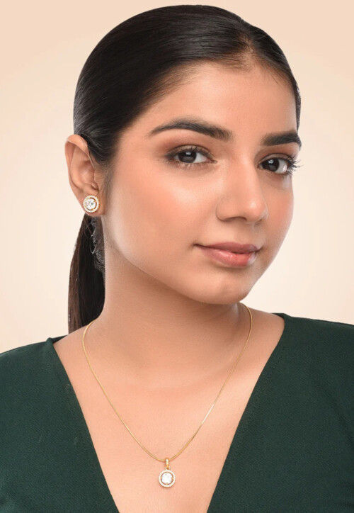 American Diamond Studded Pendant Set