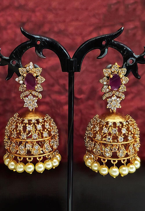 American Diamonds Studded Jhumka Style Earrings