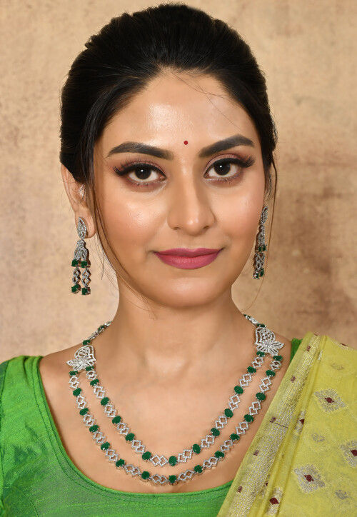 American Diamonds Studded Layered Necklace Set