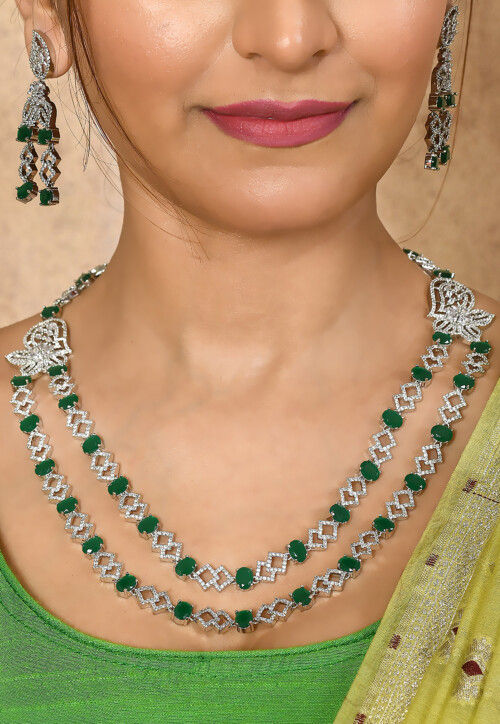 American Diamonds Studded Layered Necklace Set