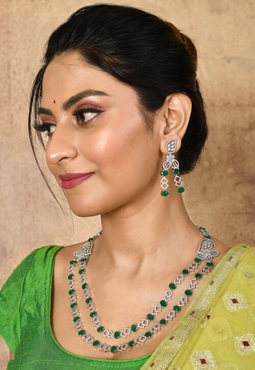 American Diamonds Studded Layered Necklace Set