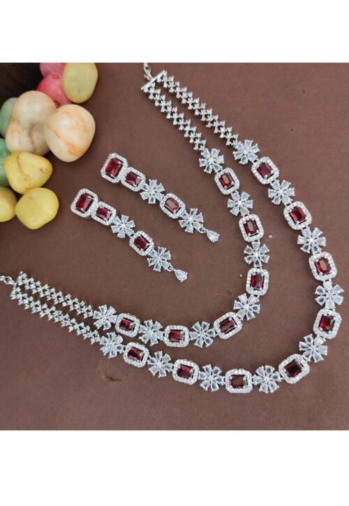 American Diamonds Studded Layered Necklace Set