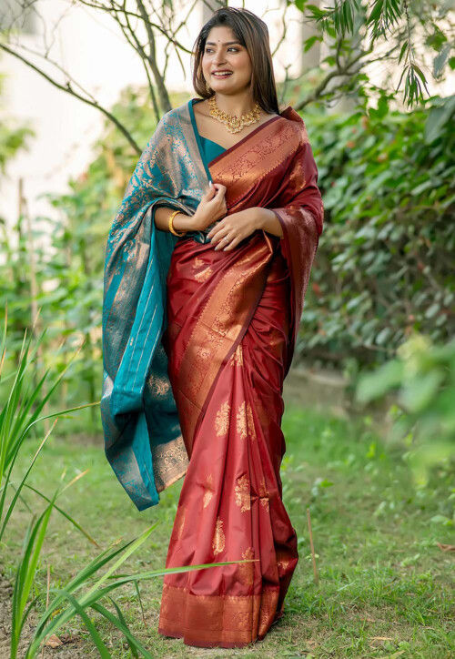 Banarasi Art Banarasi Silk Saree in Maroon