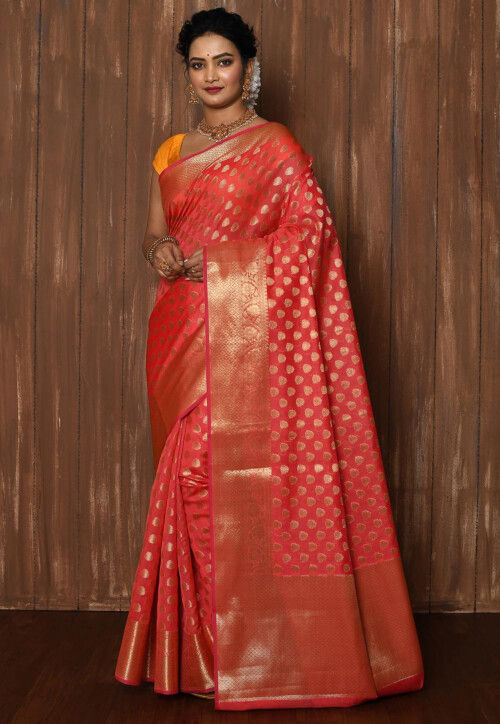Rani Pink Banarasi Saree | Threaded Elegance