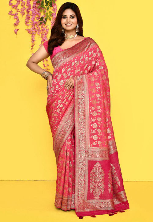 Banarasi Saree in Fuchsia