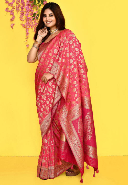 Banarasi Saree in Fuchsia