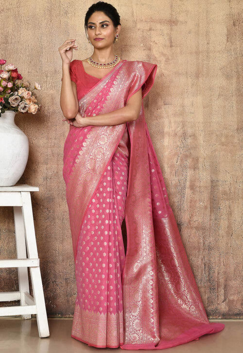 Buy online Women's Banarasi Saree With Blouse from ethnic wear for Women by  Banarasi Patola for ₹1709 at 64% off | 2024 Limeroad.com