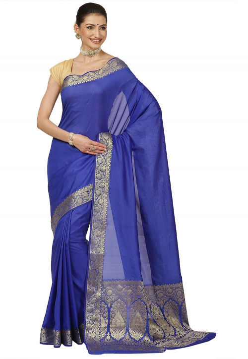 Buy Banarasi Art Silk Saree in Royal Blue Online SUNA611 Utsav Fashion
