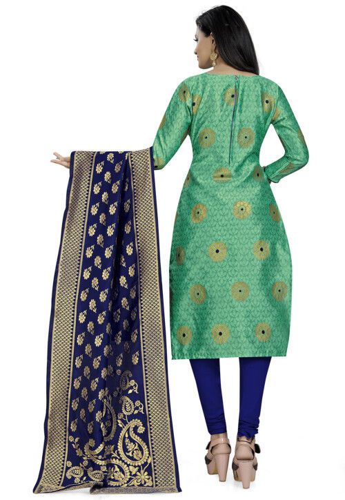 Sea Green Banarsi Silk Heavy Gotta & Mirror work party Wear Straight Suit main image 0