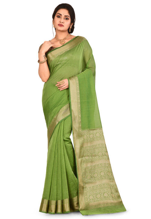 Buy red banarasi chanderi saree online by KARAGIRI | EXTRA 12%OFF – Karagiri