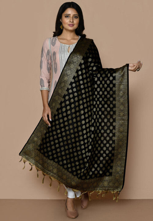 Buy Banarasi Dupatta in Black Online BTZ362 Utsav Fashion