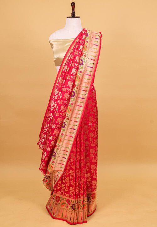 Banarasi Handloom Pure Katan Silk Saree in Fuchsia