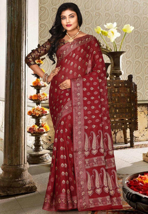 Banarasi Pure Georgette Saree in Maroon