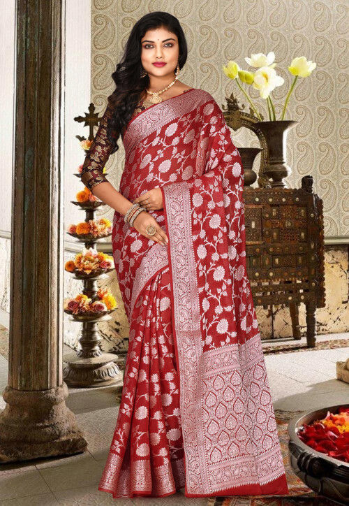 YELLOW COLOUR PURE GEORGETTE FLORAL PRINTED SAREE – Kothari Sons