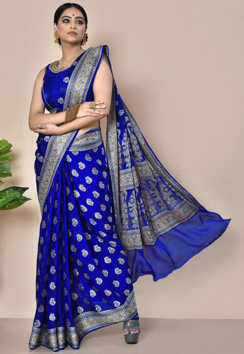 Banarasi Pure Georgette Saree in Royal Blue