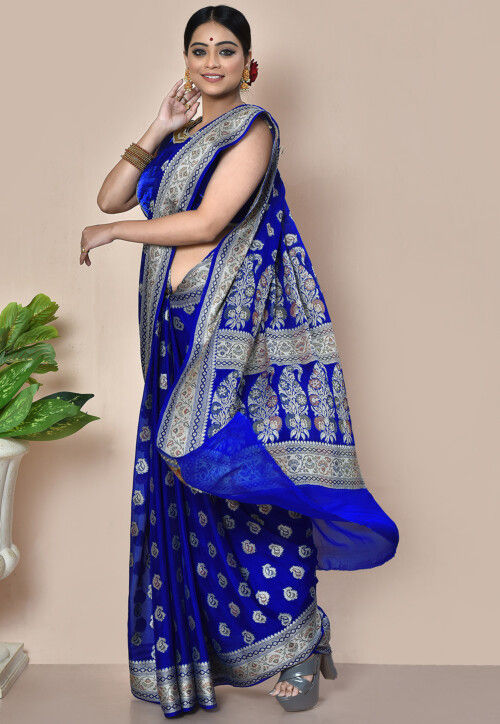 Banarasi Pure Georgette Saree in Royal Blue