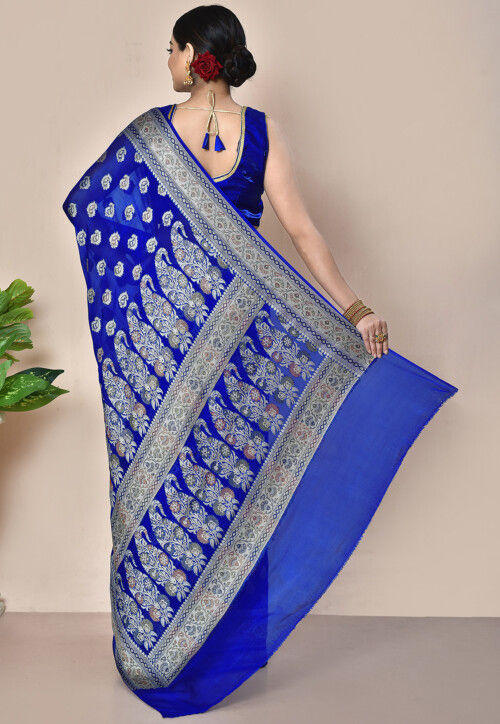 Banarasi Pure Georgette Saree in Royal Blue