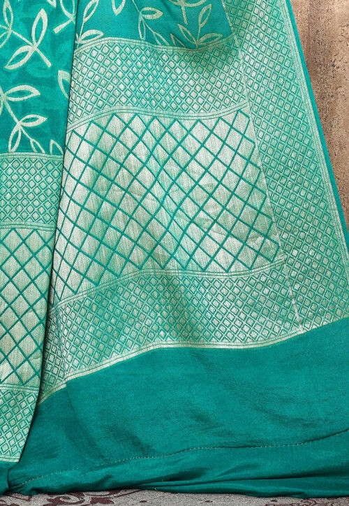 Banarasi Pure Georgette Saree in Teal Blue