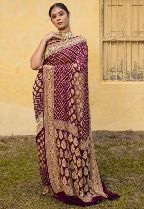Banarasi Pure Georgette Saree in Wine