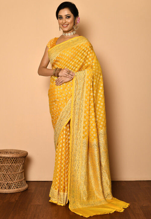 Banarasi Pure Georgette Saree in Yellow