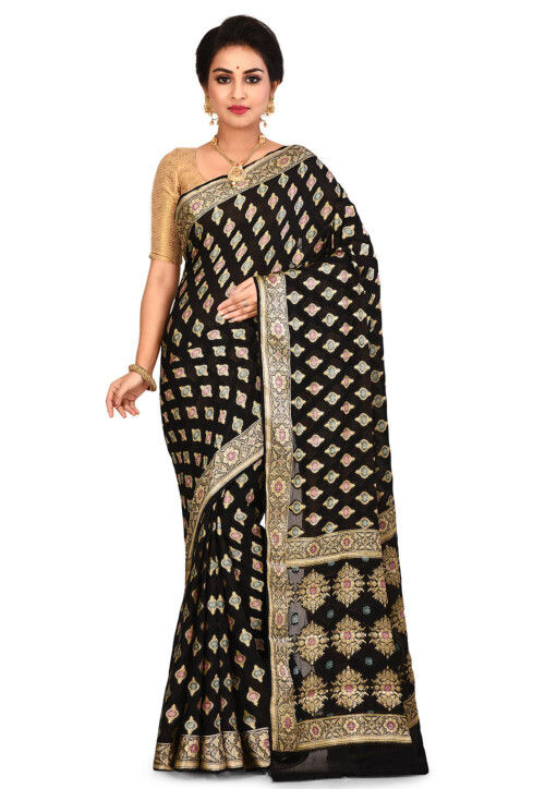 Banarasi Pure Georgette Silk Saree in Black