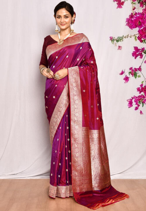 Banarasi Pure Katan Silk Saree in Magenta