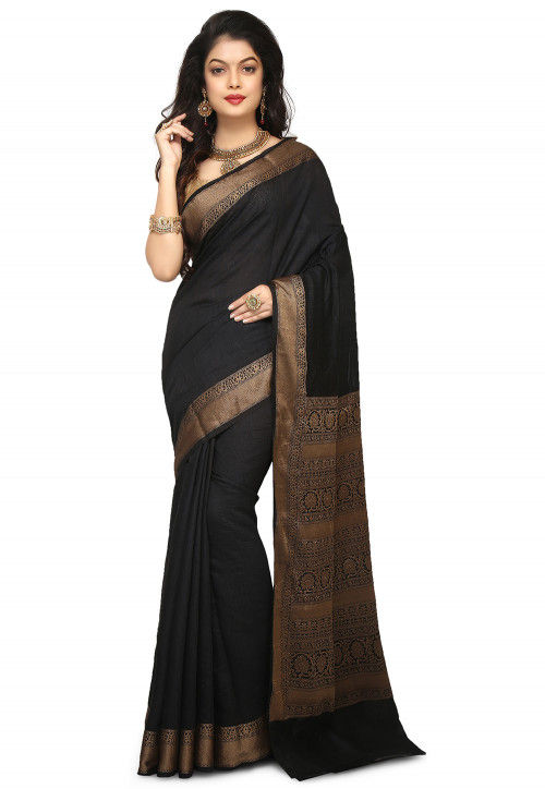 Banarasi Muga Silk Saree in Black