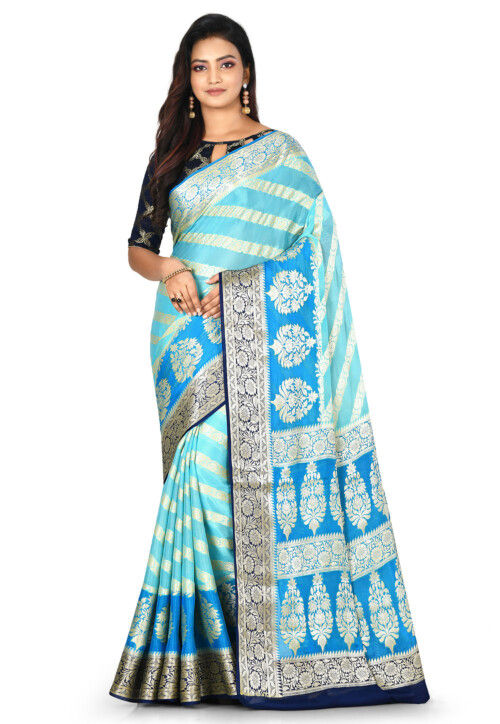 Banarasi Pure Silk Georgette Saree in Sky Blue