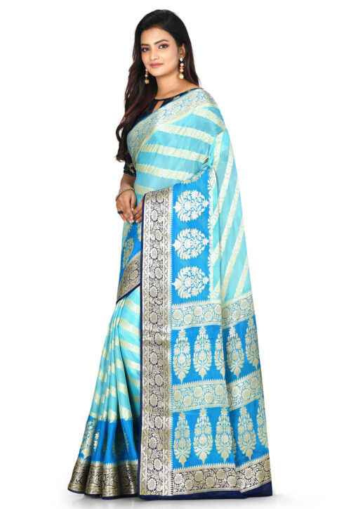 Banarasi Pure Silk Georgette Saree in Sky Blue